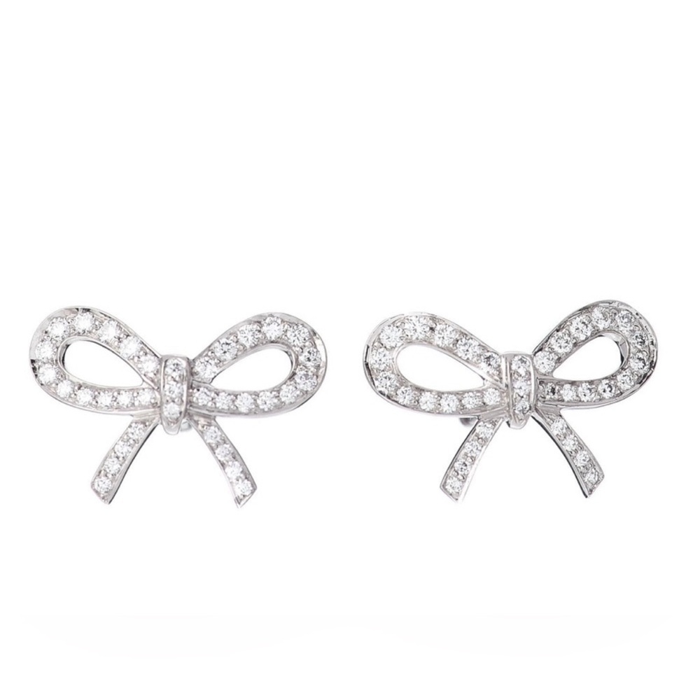 Tiffany and Co Bow diamond platinum earrings